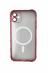 Coque Matte Contour Rouge Avec Protection Caméra Compatible MagSafe iPhone 11