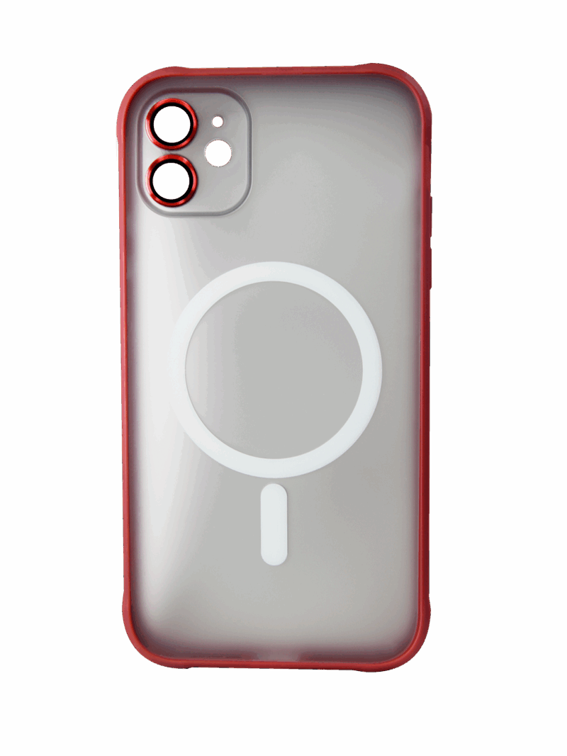 Coque Matte Contour Rouge Avec Protection Caméra Compatible MagSafe iPhone 11