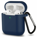 Coque Pour Apple AirPods étui 1/2 silicone protection antichoc couverture complète + porte-clés-Bleu