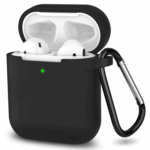 Coque Pour Apple AirPods étui 1/2 silicone protection antichoc couverture complète + porte-clés-Noir